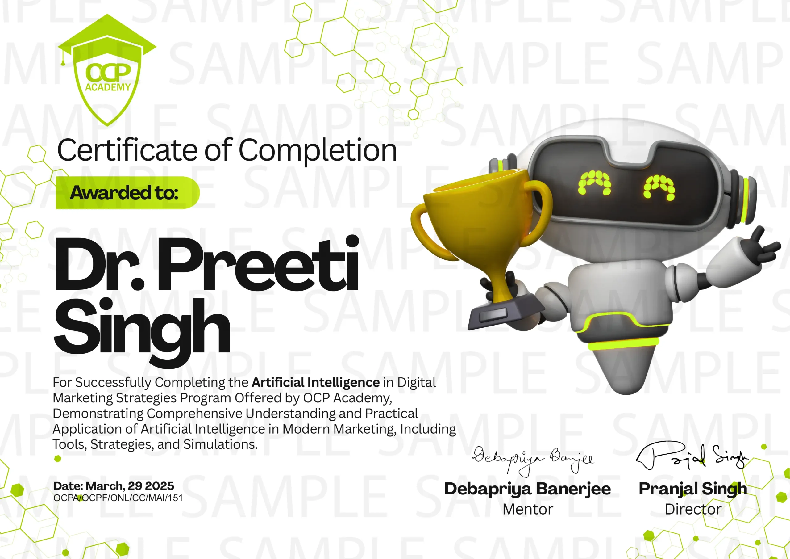 Artificial intelligence Certificate